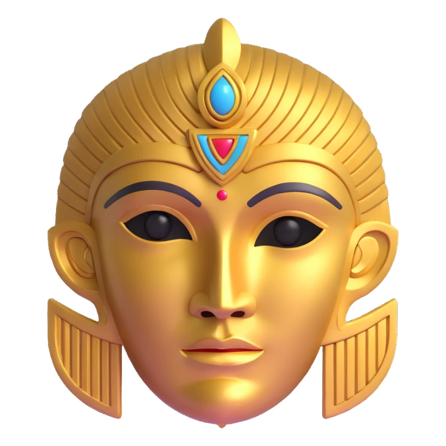 golden Anunnaki mask, slightly smiling expression sticker