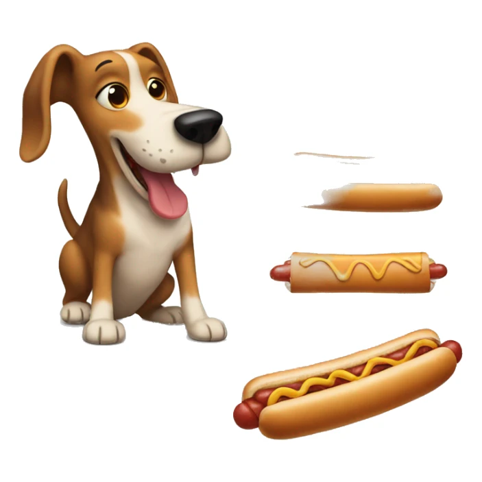 Dog eating a hotdog sticker