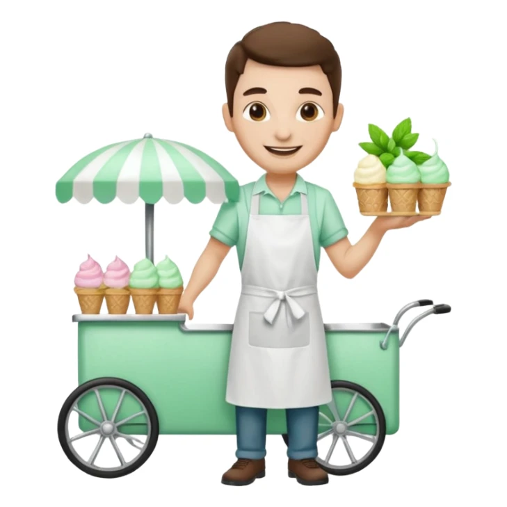 Vendor + mint cart,Ice Cream Vendor. sticker