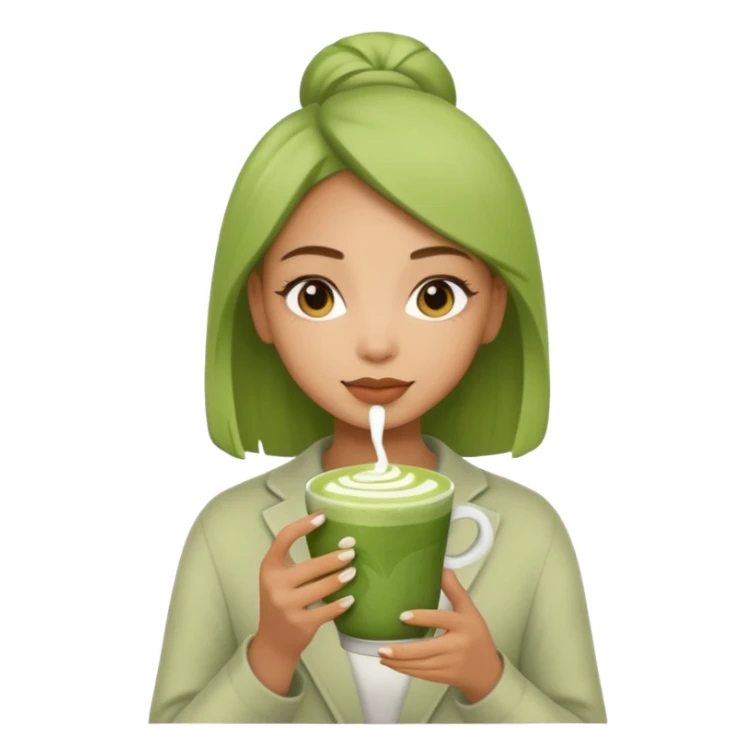 mixed girl with matcha sticker