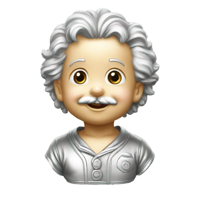 albert einstein happy baby face silver medal sticker