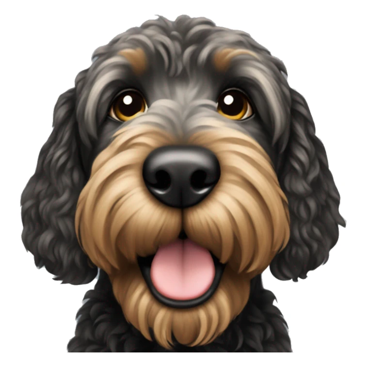 Black golden doodle dog sticker