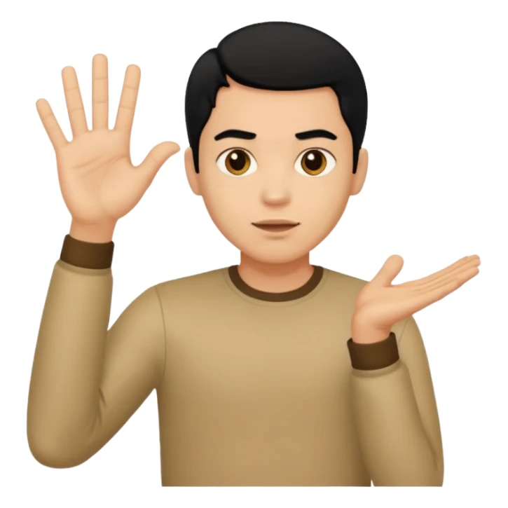 light skin black hair man gesturing no sticker