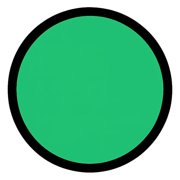 Small green circle with center offset to the right sticker
