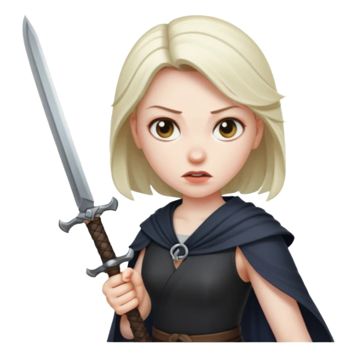 a woman with blade sticker