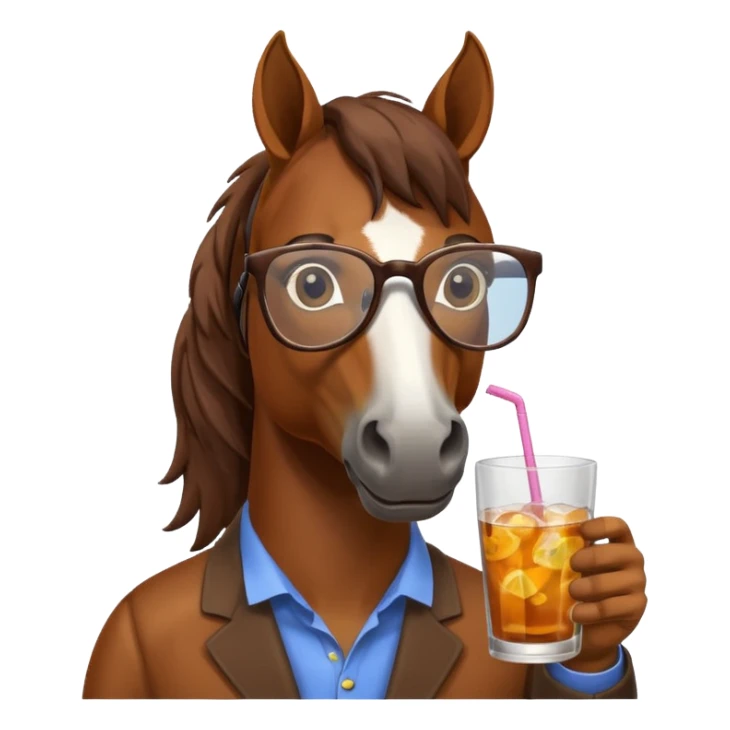 horse holding drink with glasses sticker