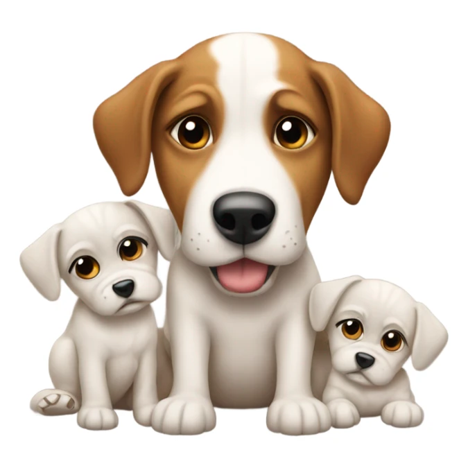 Broke dog with puppies sticker