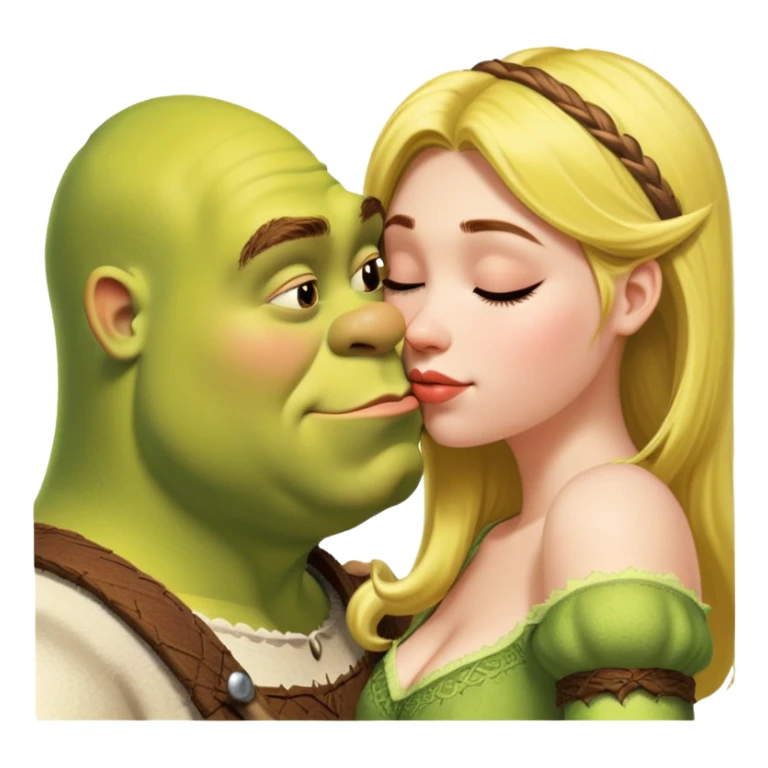 Girl kissing shrek sticker