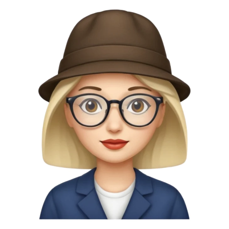 hatted woman with glasses sticker
