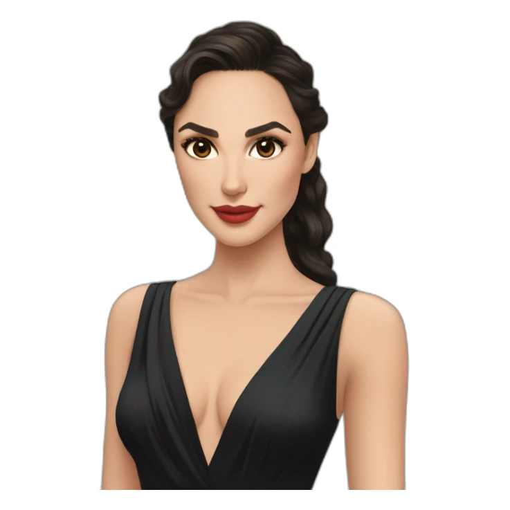 Gal Gadot cabelo liso e vestido preto sticker