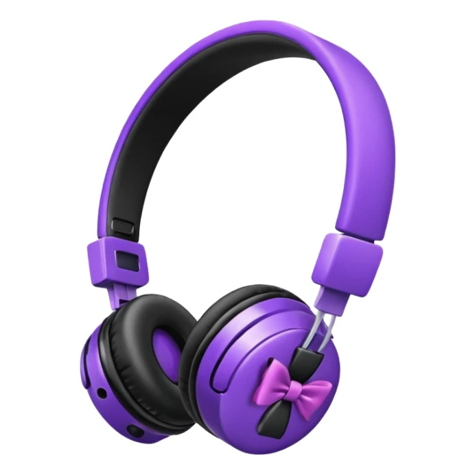 apple headphoness with bow on the right side black and purple  sticker