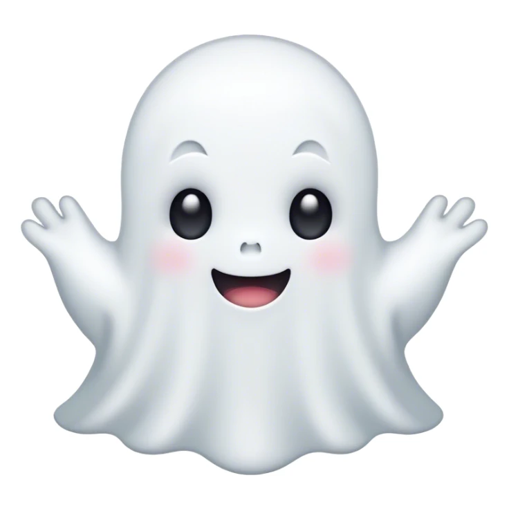 Kawaii happy little white ghost sticker