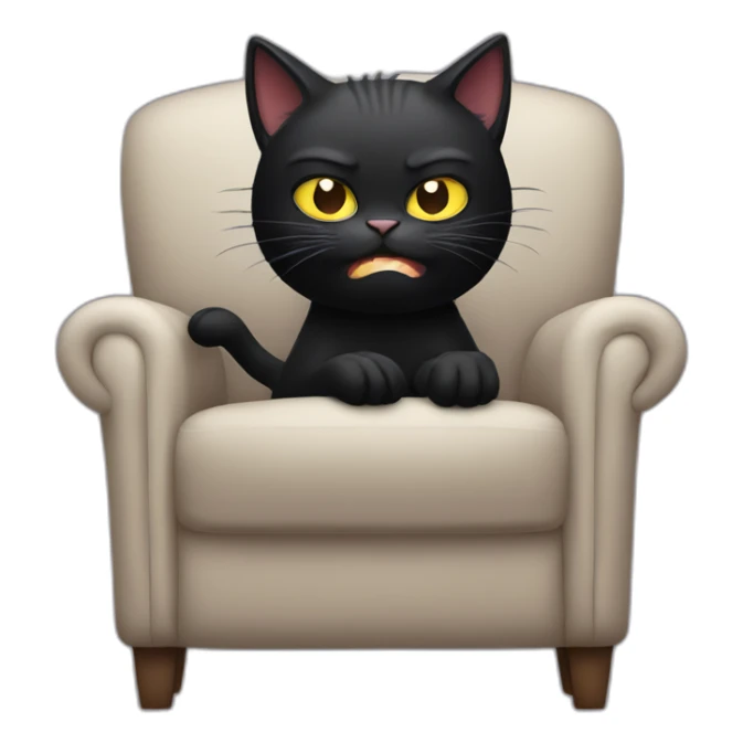 Angry Black cat sitting in a armchair sticker