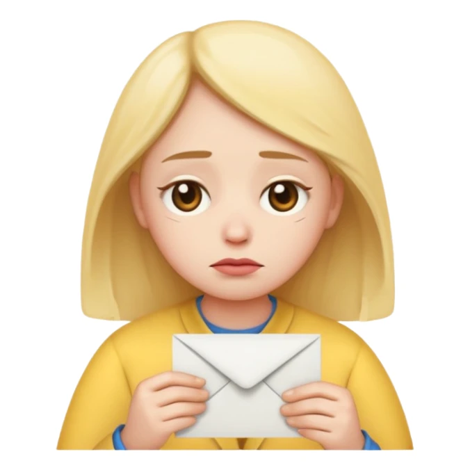 emoji writing a letter with calm sad face and a single tear sticker