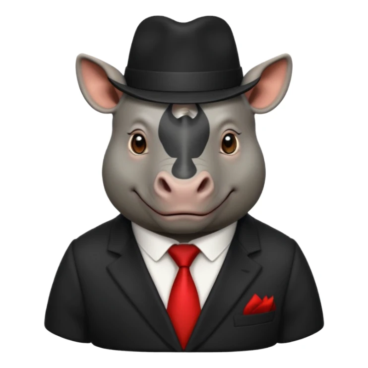black suited rhino with fes hat sticker