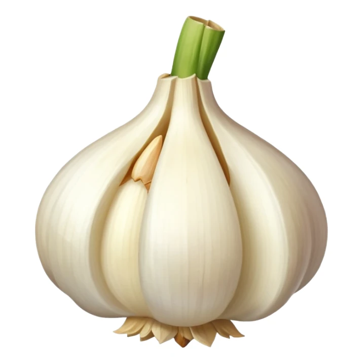 single garlic clove with cubed garlic sticker