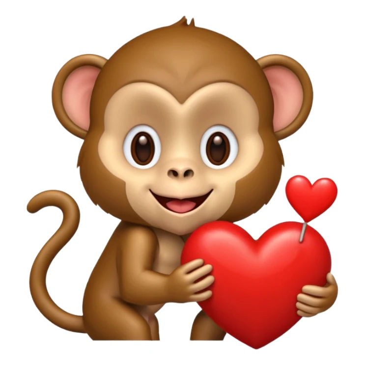 קוף שולח נשיקה על לב אדום באמצע שלו sticker