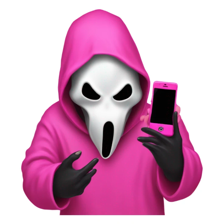 ghost face from scream on a pink phone  sticker