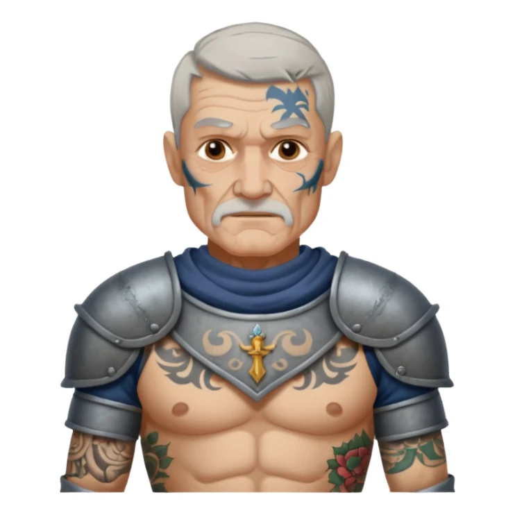 elderly tattooed knight, tattooed shoulder sticker