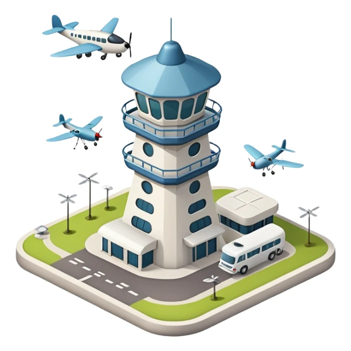 tiny mosquito airport with control tower and mosquito planes sticker
