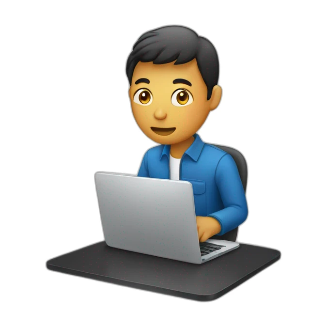 personne qui travaille sur son pc sticker