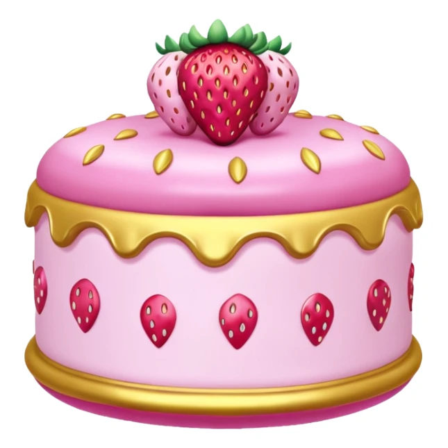 gold rococo pink inflatable puffy strawberry cake sticker