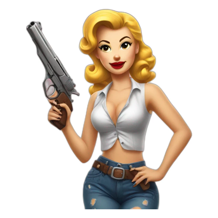 pin up avec un pistolet sticker