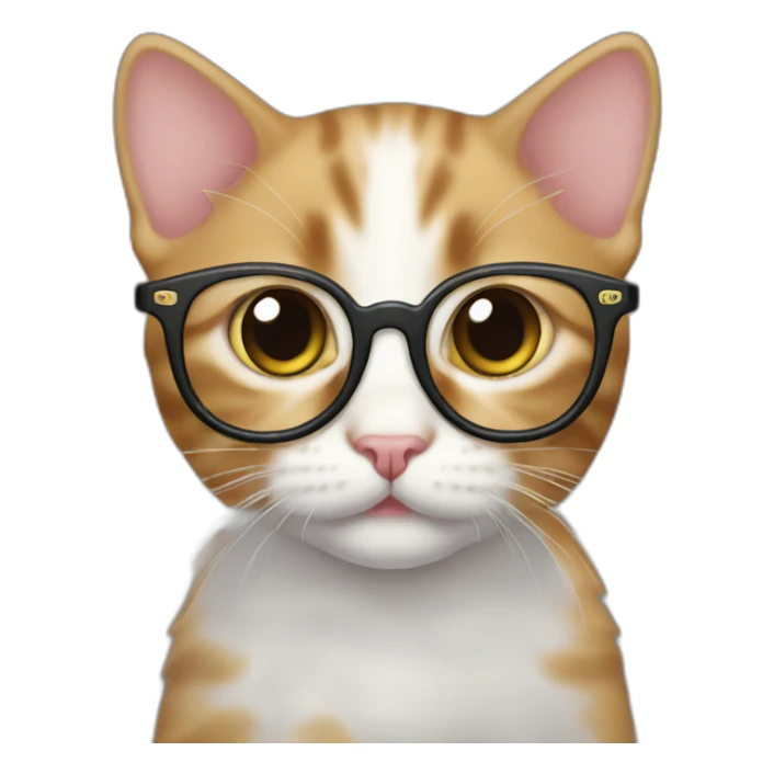 Kitten wearing too-big glasses sticker