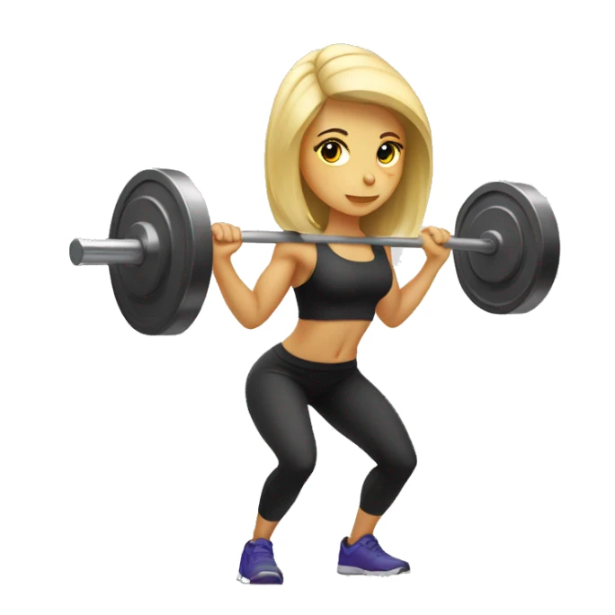 Blonde girl doing squats with barbell sticker