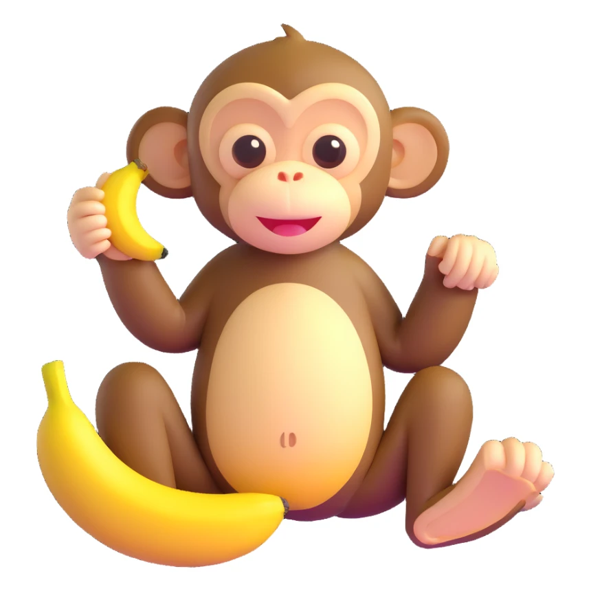 baby monkey peeling a banana sticker