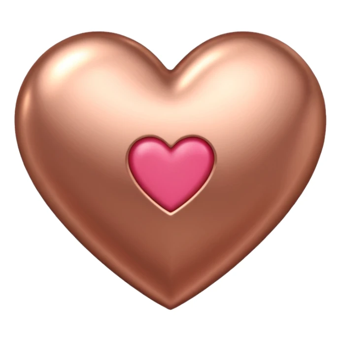 heart with a metallic rose gold finish sticker