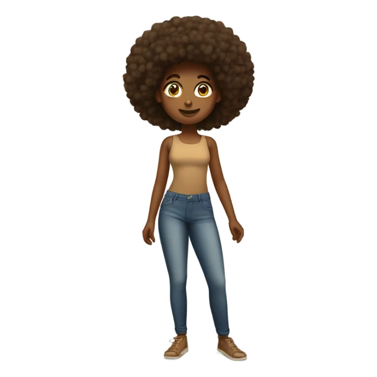 Tan girl with Afro posing full body sticker
