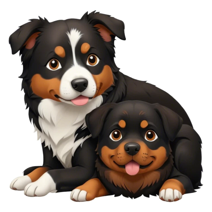A Border Collie and a Rottweiler snuggling together. sticker