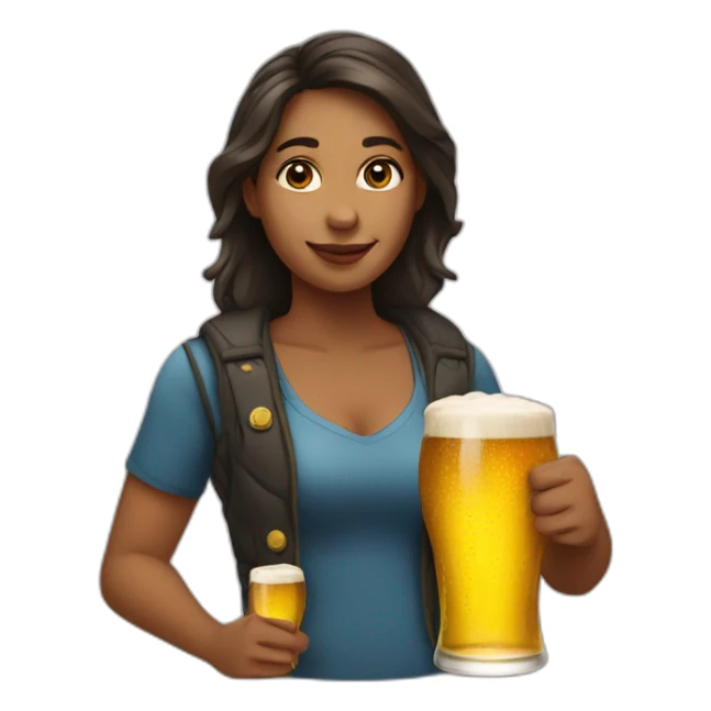 woman with beer sticker
