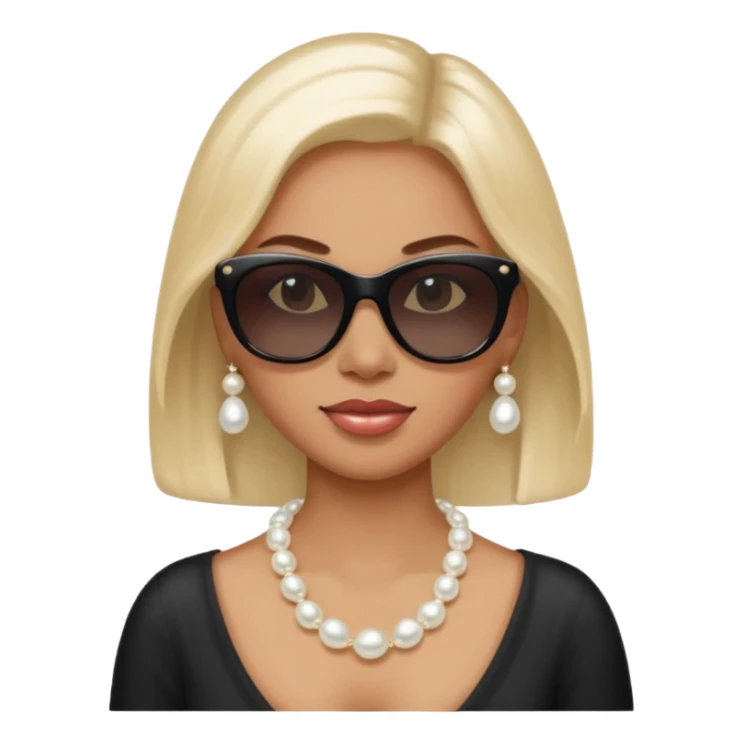 Mujer con collar de perlas y gafas oscuras  sticker