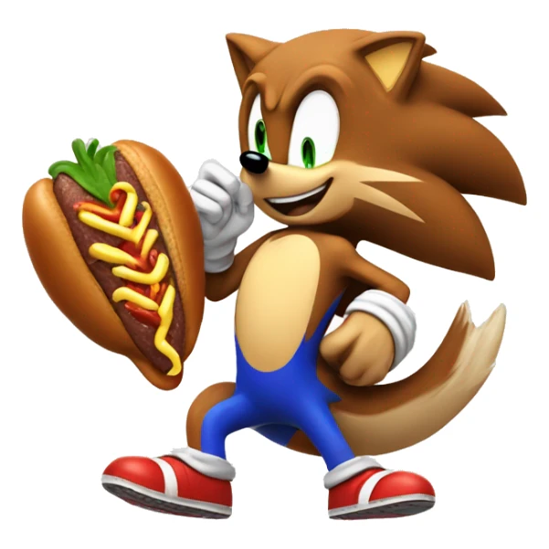 sonic the hedgehog eating a chillidog sticker