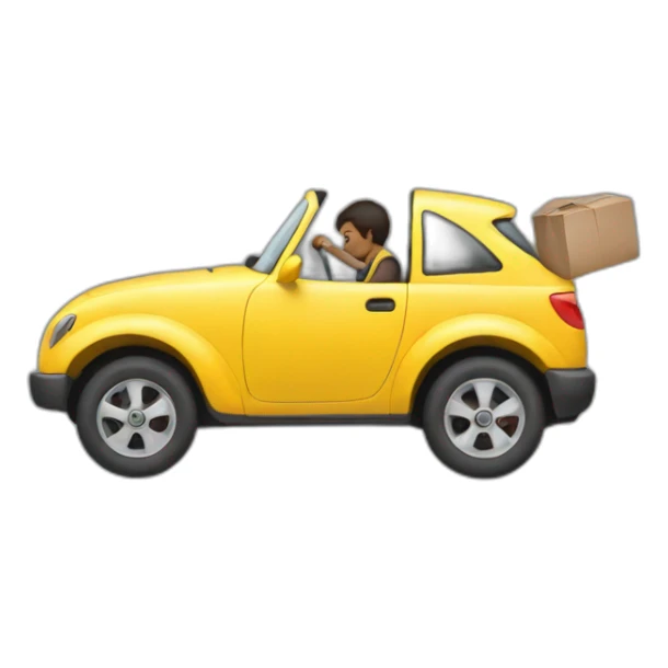 a person pushing a car sticker