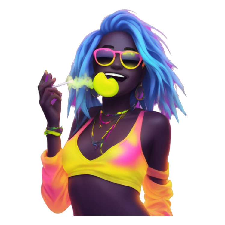 Rave party dancing neon smoking sticker