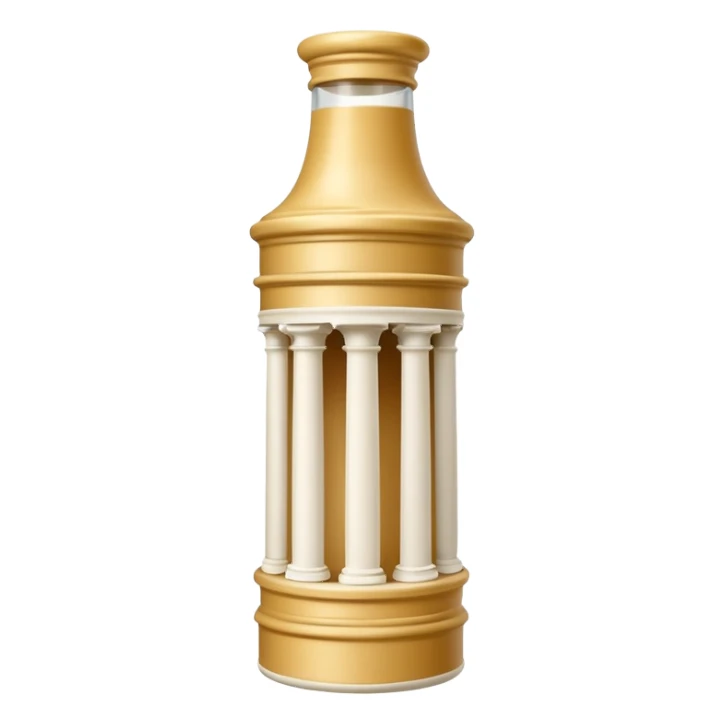 Creamy salad dressing in a bottle shaped like a roman ionic column sticker