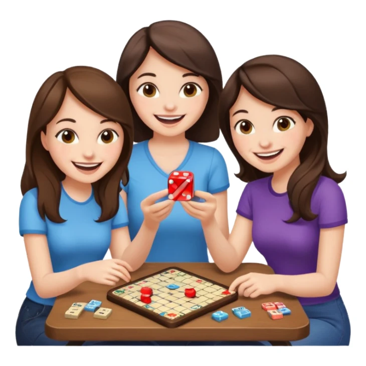 brunette friends playing board game sticker