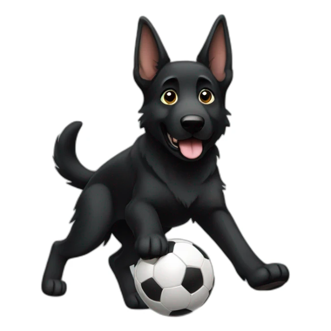 Black German shepherd playing football sticker