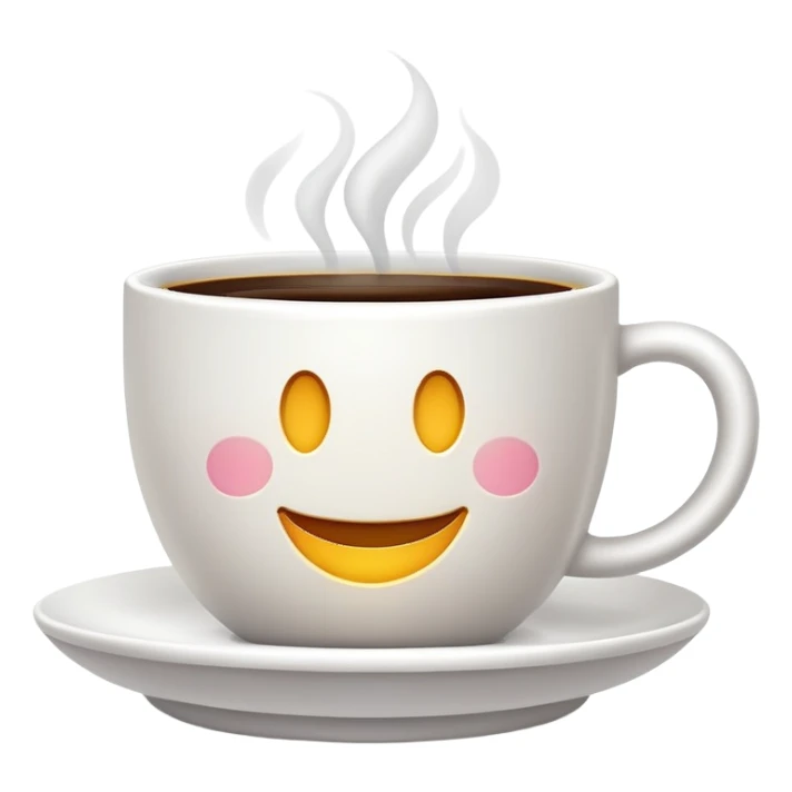A white cup of coffee with smiley face sticker