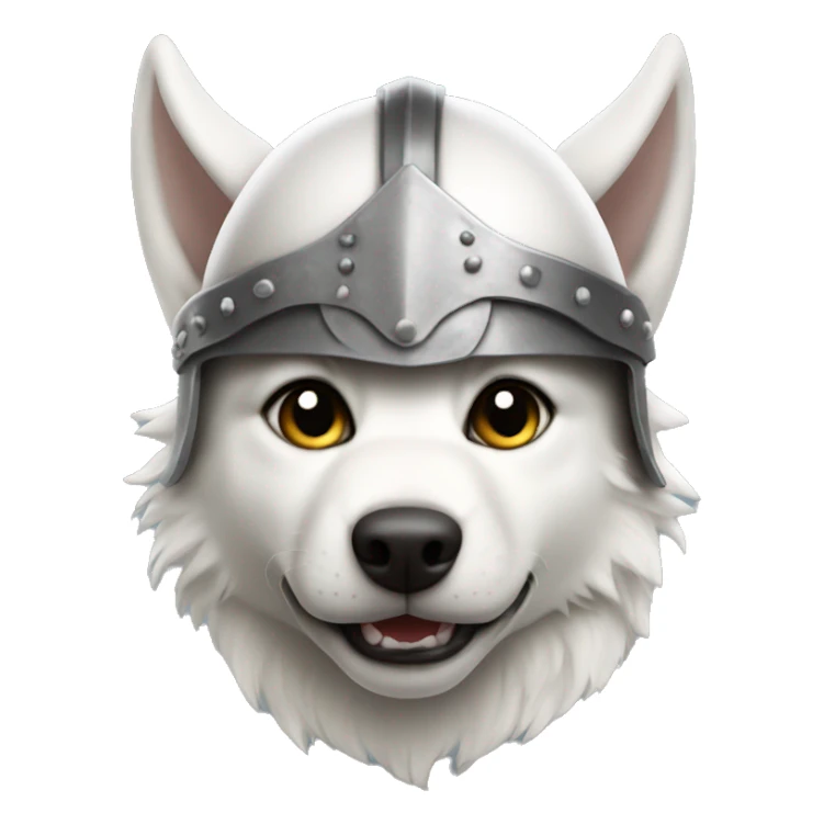 White wolf puppy wearing a viking helmet sticker