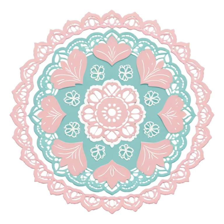 Romantic pastel lace doily sticker