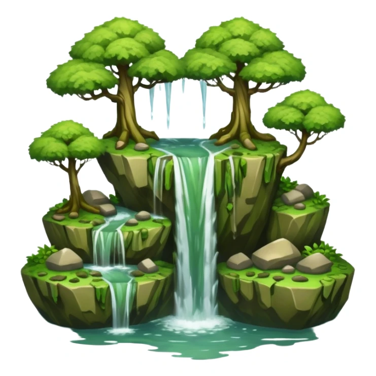 Flying Island – Floating rock with trees and waterfall sticker