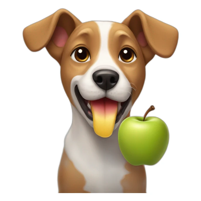 dog eating an apple sticker