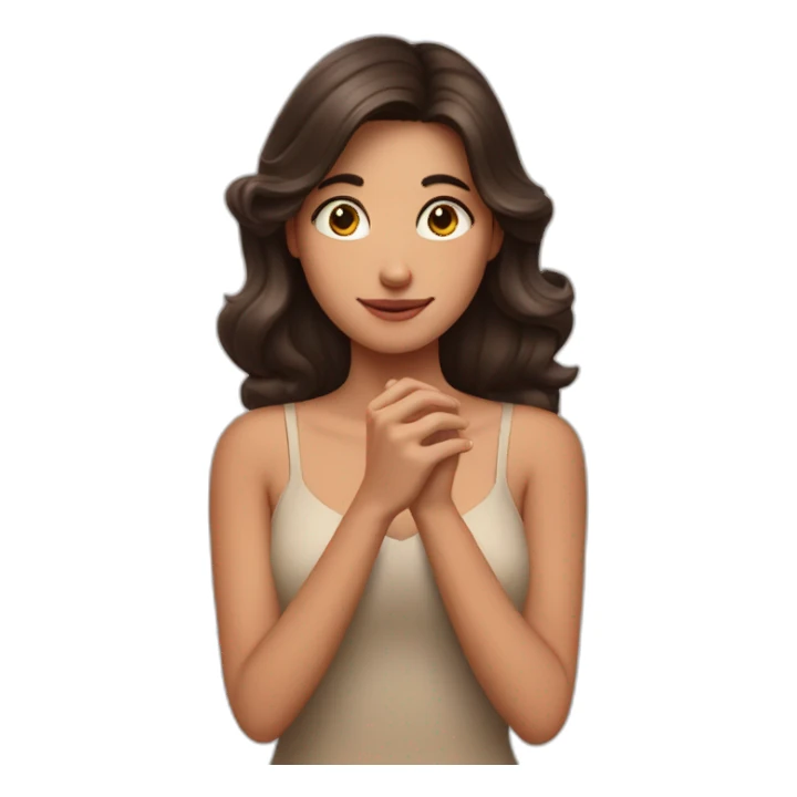 Brunette girl receiving affection on her hand sticker