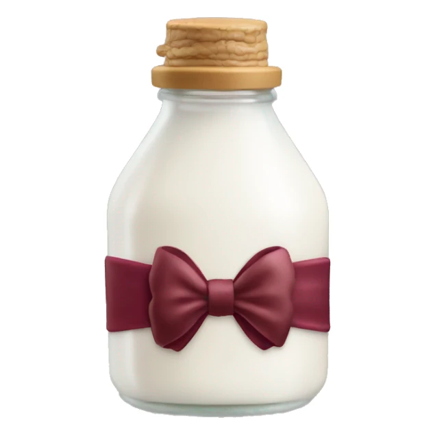 aesthetic milk bottle with burgundy bow sticker