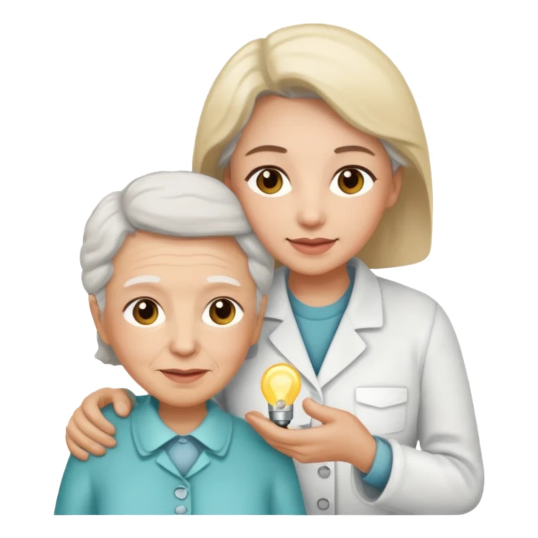 Caregiver with elderly person sticker