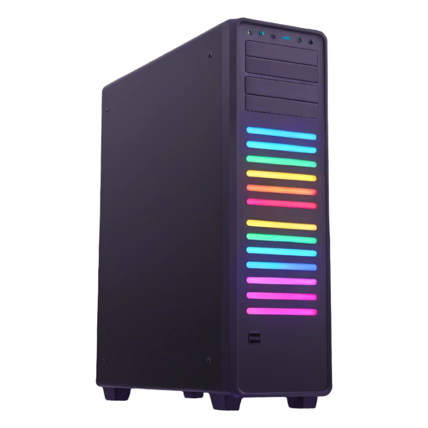 PC tower with bright glowing RGB lights sticker
